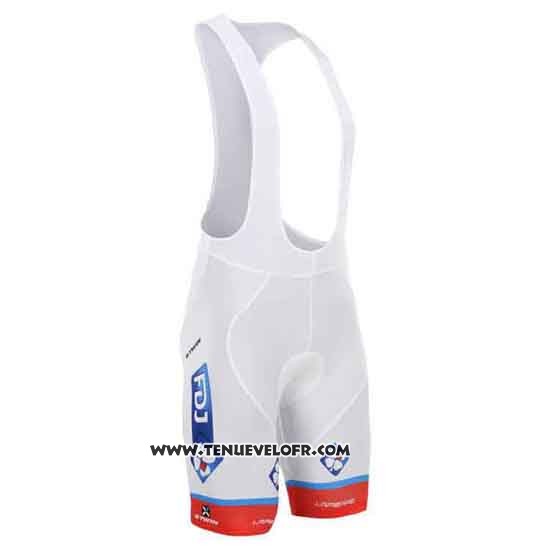 2015 Maillot Ciclismo FDJ Blanc et Bleu Manches Courtes et Cuissard